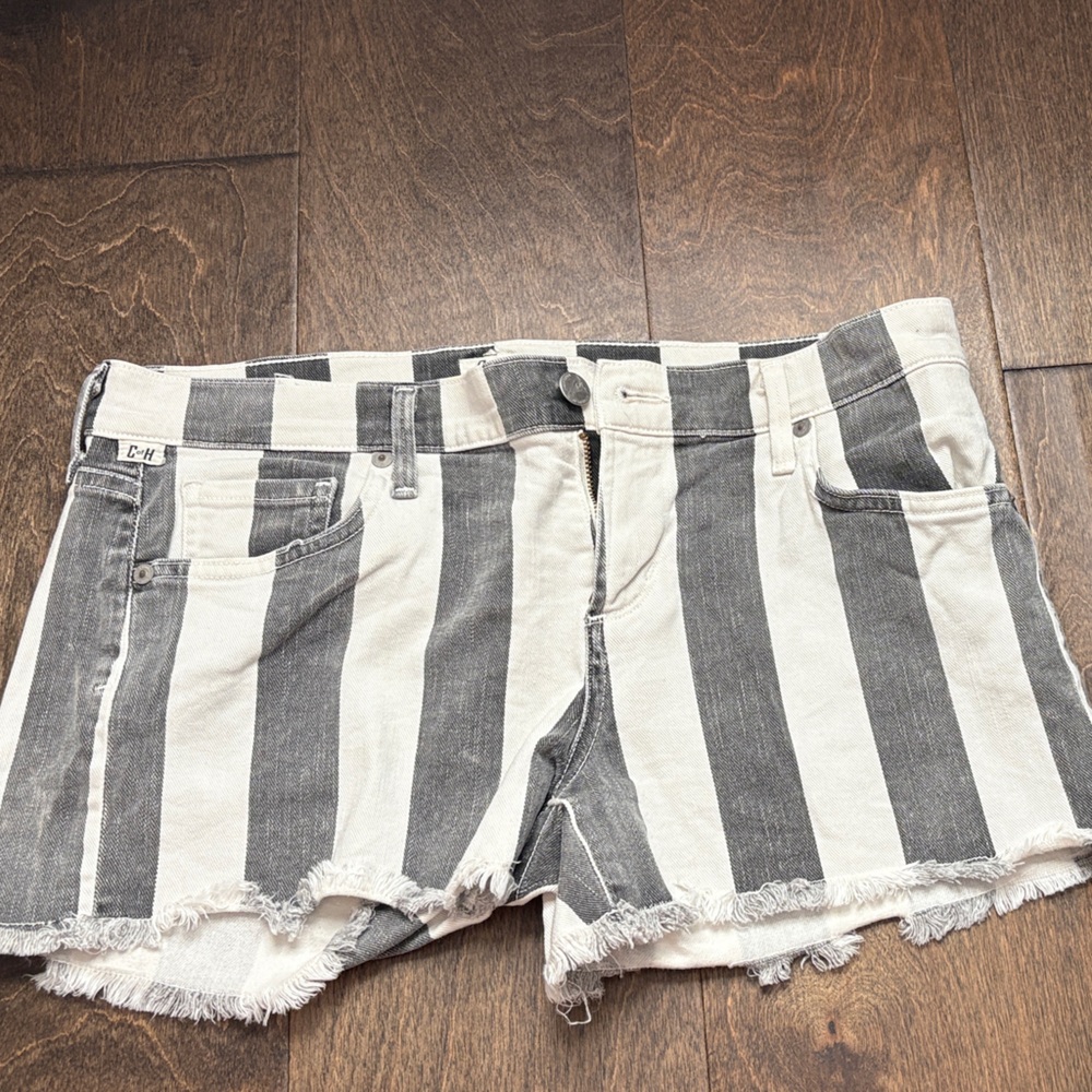 Citizens Of Humanity Black and White Striped Jean Shorts